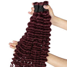 Deep Wave 100% Raw Virgin  Human Hair Bundles - (No Weft) Bulk Hair / Burgundy LINKTOWIG
