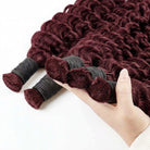 Deep Wave 100% Raw Virgin  Human Hair Bundles - (No Weft) Bulk Hair / Burgundy LINKTOWIG