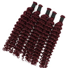 Deep Wave 100% Raw Virgin  Human Hair Bundles - (No Weft) Bulk Hair / Burgundy LINKTOWIG
