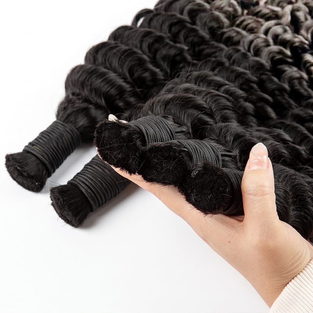 Deep Wave 100% Raw Virgin  Human Hair Bundles - (No Weft) Bulk Hair / Dark Roots LINKTOWIG