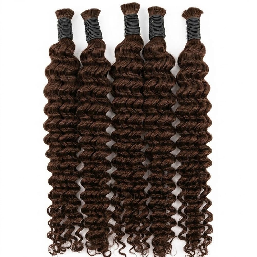 Deep Wave 100% Raw Virgin  Human Hair Bundles - (No Weft) Bulk Hair / Espresso Brown LINKTOWIG