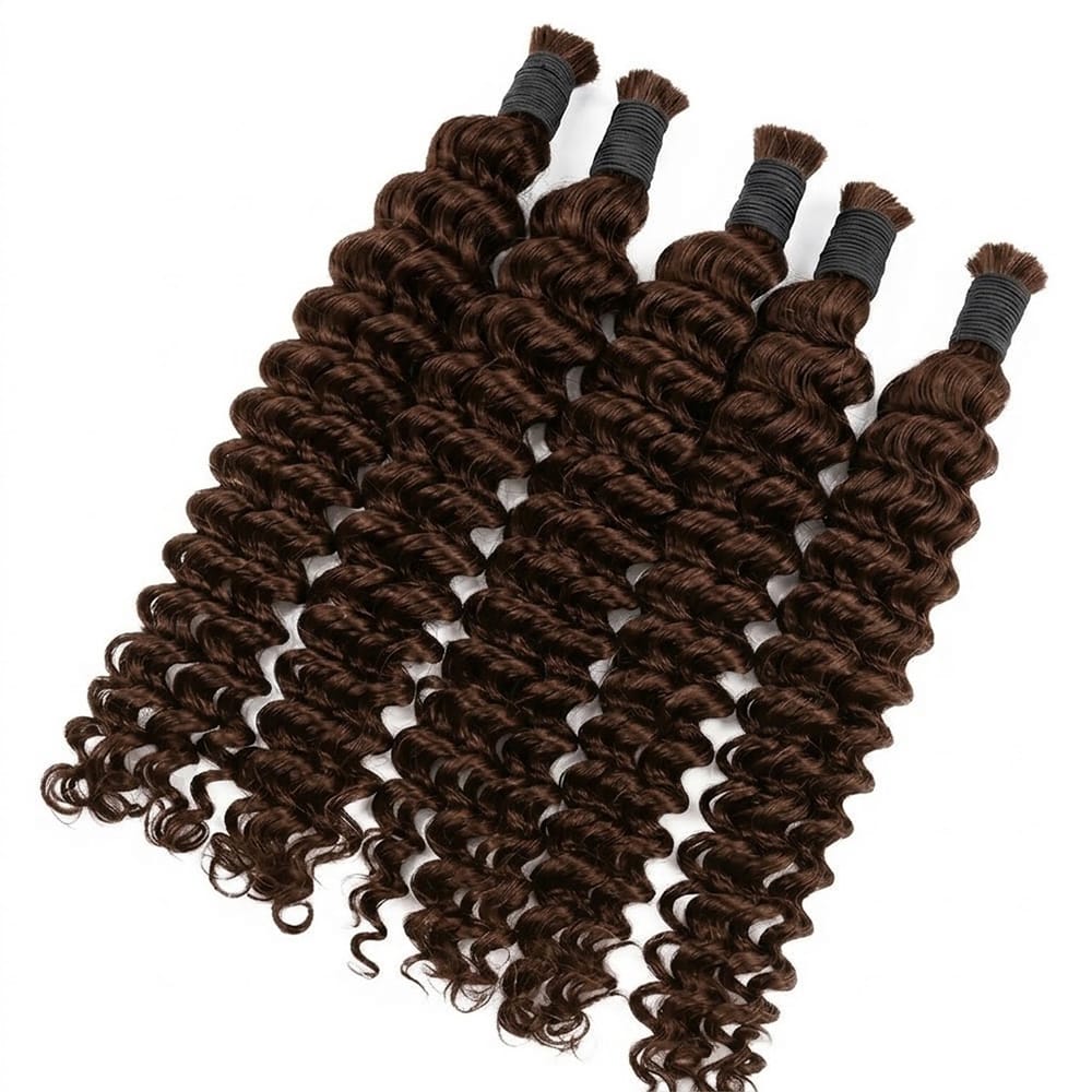 Deep Wave 100% Raw Virgin  Human Hair Bundles - (No Weft) Bulk Hair / Espresso Brown LINKTOWIG