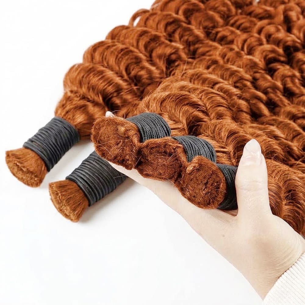 Deep Wave 100% Raw Virgin  Human Hair Bundles - (No Weft) Bulk Hair / Ginger Orange（副本） LINKTOWIG