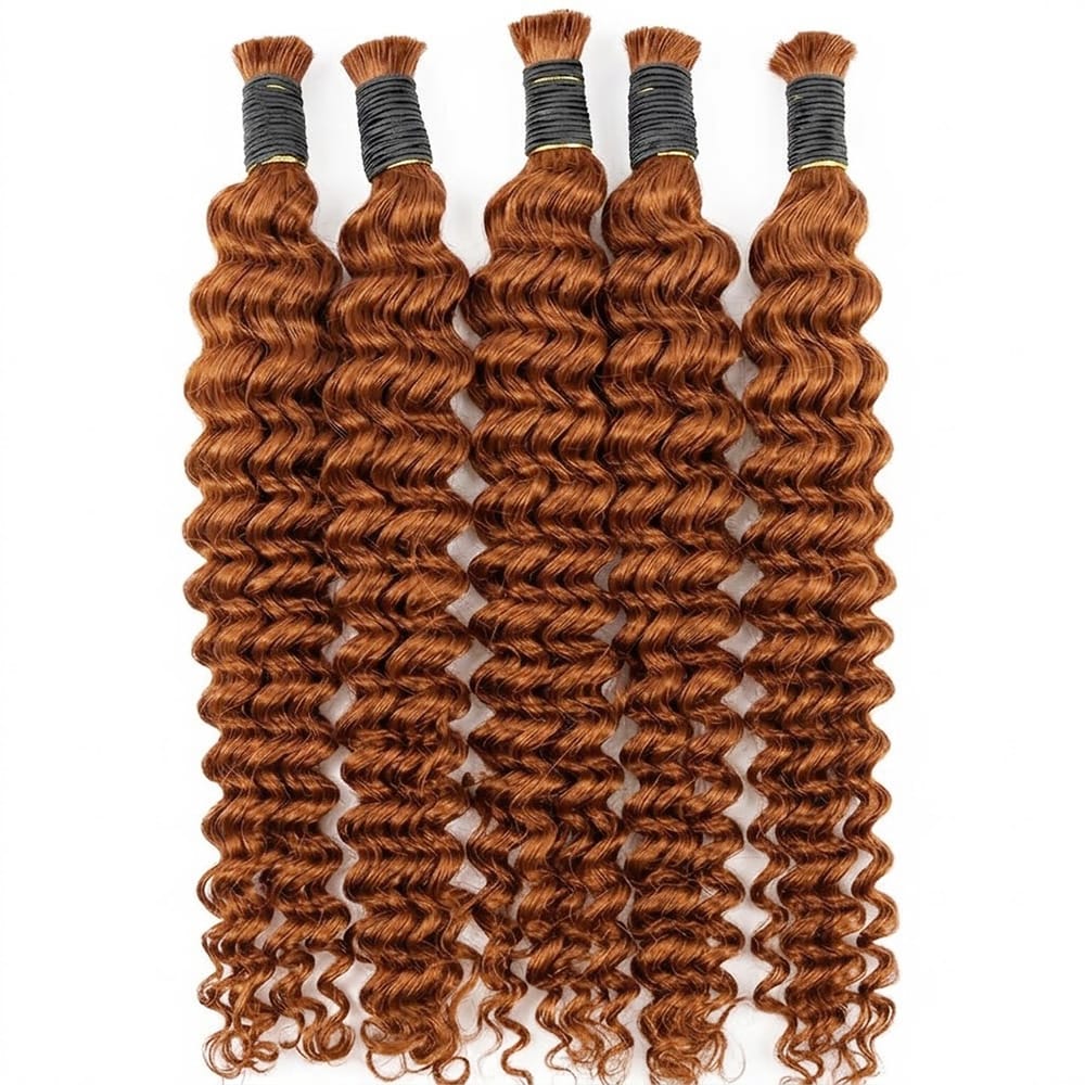Deep Wave 100% Raw Virgin  Human Hair Bundles - (No Weft) Bulk Hair / Ginger Orange（副本） LINKTOWIG