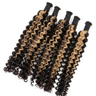 Deep Wave 100% Raw Virgin  Human Hair Bundles - (No Weft) Bulk Hair / Honey Blonde Highlights LINKTOWIG