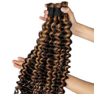Deep Wave 100% Raw Virgin  Human Hair Bundles - (No Weft) Bulk Hair / Honey Blonde Highlights LINKTOWIG