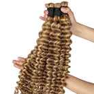 Deep Wave 100% Raw Virgin  Human Hair Bundles - (No Weft) Bulk Hair / Honey Brown LINKTOWIG