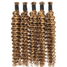 Deep Wave 100% Raw Virgin  Human Hair Bundles - (No Weft) Bulk Hair / Honey Brown LINKTOWIG