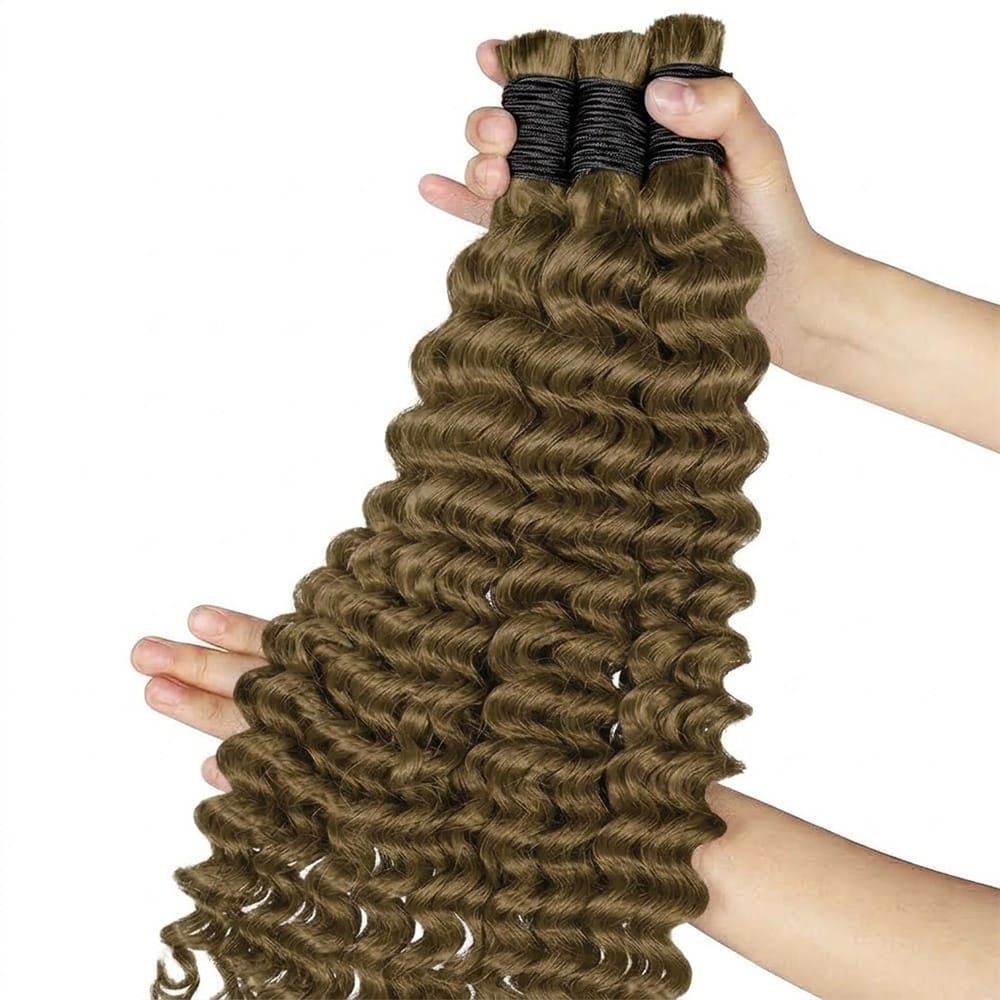 Deep Wave 100% Raw Virgin  Human Hair Bundles - (No Weft) Bulk Hair / Medium Chestnut Brown LINKTOWIG