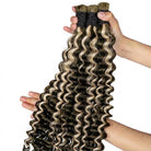 Deep Wave 100% Raw Virgin  Human Hair Bundles - (No Weft) Bulk Hair / Piano Highlight Silver Grey LINKTOWIG