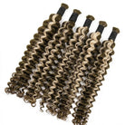 Deep Wave 100% Raw Virgin  Human Hair Bundles - (No Weft) Bulk Hair / Piano Highlight Silver Grey LINKTOWIG