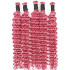 Deep Wave 100% Raw Virgin  Human Hair Bundles - (No Weft) Bulk Hair / pink LINKTOWIG