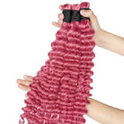 Deep Wave 100% Raw Virgin  Human Hair Bundles - (No Weft) Bulk Hair / pink LINKTOWIG
