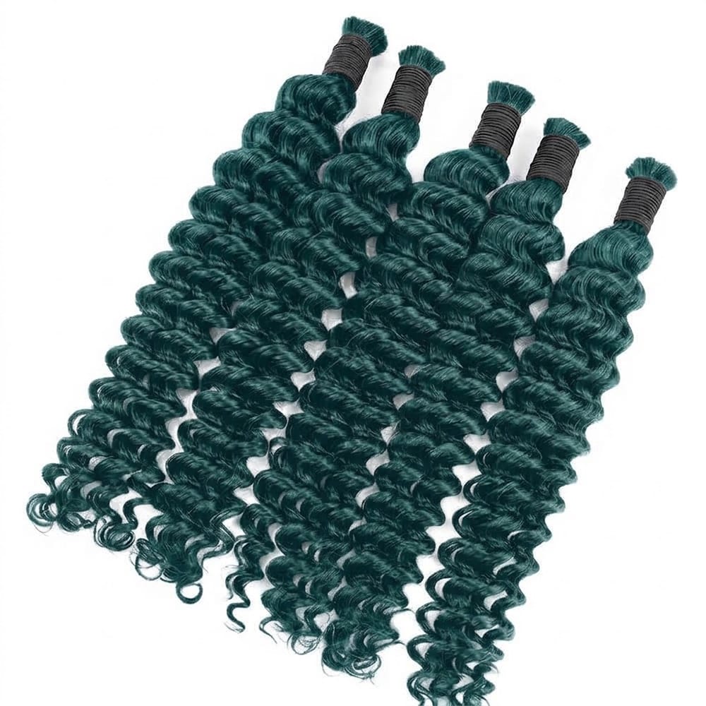 Deep Wave 100% Raw Virgin  Human Hair Bundles - (No Weft) Bulk Hair / Teal Green LINKTOWIG