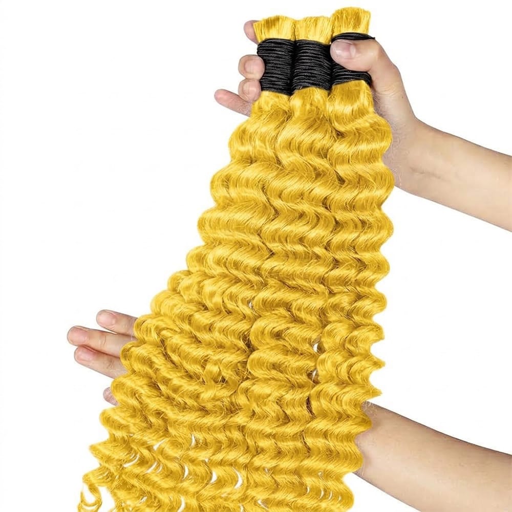 Deep Wave 100% Raw Virgin  Human Hair Bundles - (No Weft) Bulk Hair / Yellow LINKTOWIG