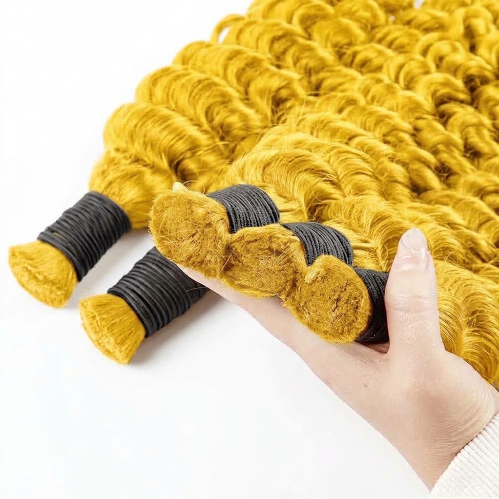 Deep Wave 100% Raw Virgin  Human Hair Bundles - (No Weft) Bulk Hair / Yellow LINKTOWIG