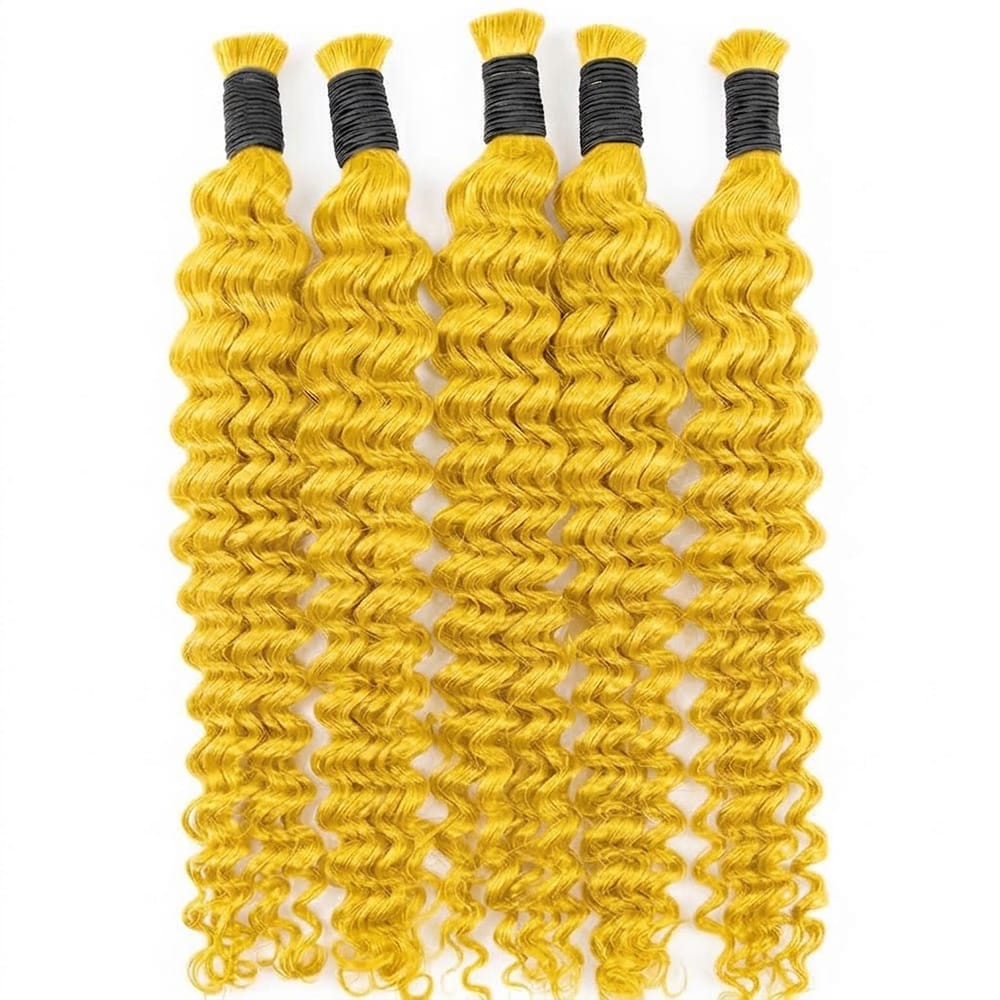 Deep Wave 100% Raw Virgin  Human Hair Bundles - (No Weft) Bulk Hair / Yellow LINKTOWIG