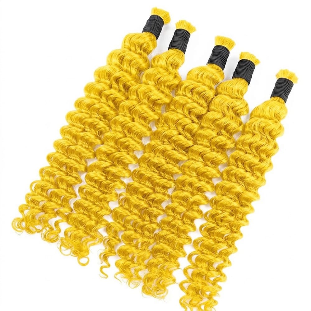 Deep Wave 100% Raw Virgin  Human Hair Bundles - (No Weft) Bulk Hair / Yellow LINKTOWIG