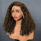 Deep Wave Bob Side Part  HD Lace Front Wig 100% Virgin Human Hair / aramel Balayage Highlights LINKTOWIG