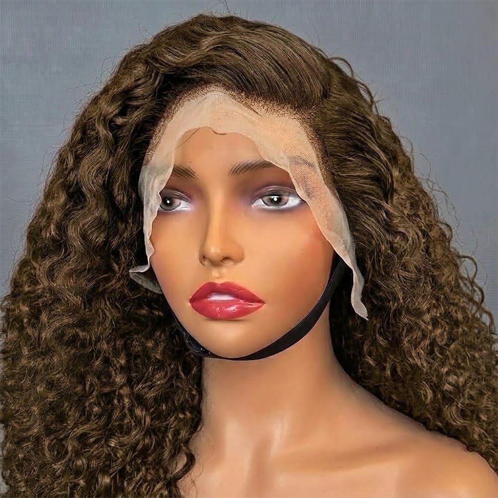 Deep Wave Bob Side Part  HD Lace Front Wig 100% Virgin Human Hair / aramel Balayage Highlights LINKTOWIG