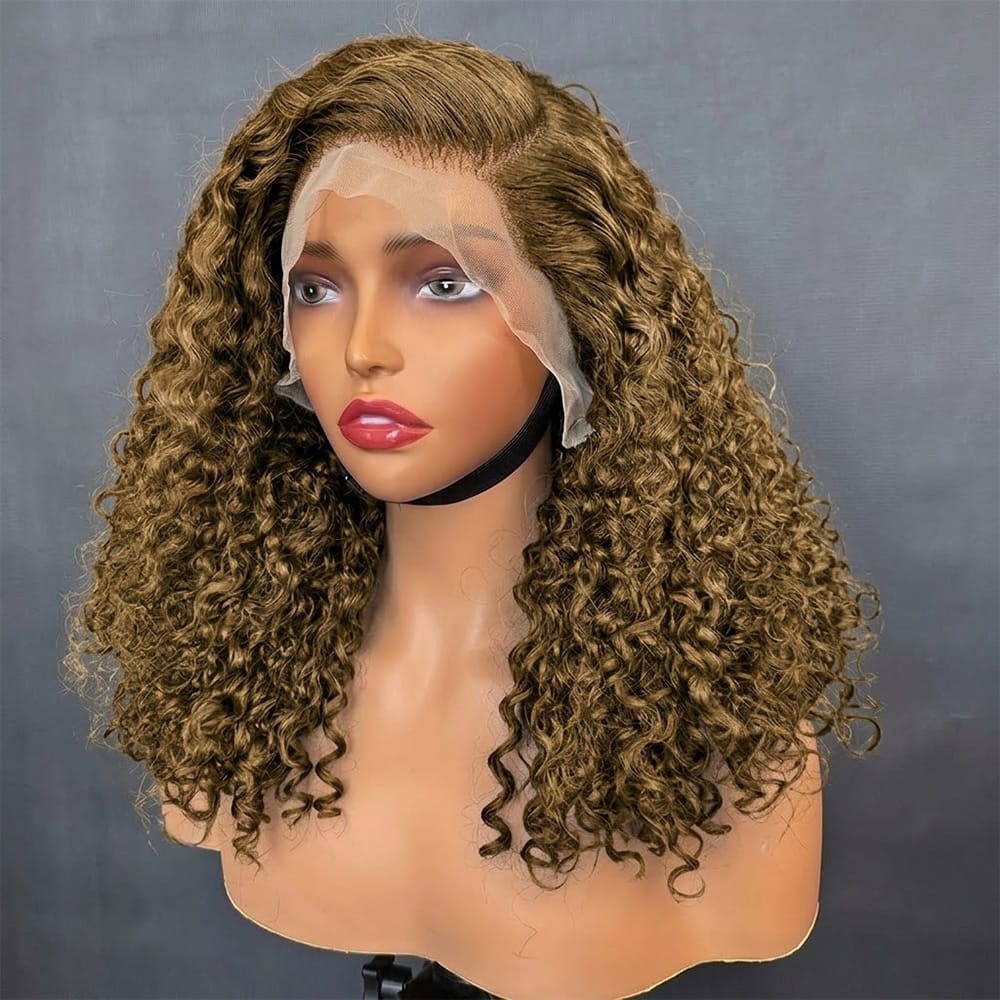 Deep Wave Bob Side Part  HD Lace Front Wig 100% Virgin Human Hair / Ash Brown LINKTOWIG