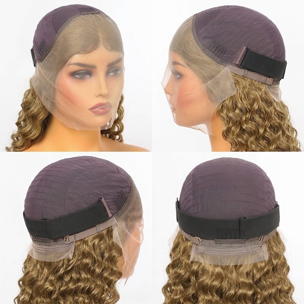 Deep Wave Bob Side Part  HD Lace Front Wig 100% Virgin Human Hair / Ash Brown LINKTOWIG
