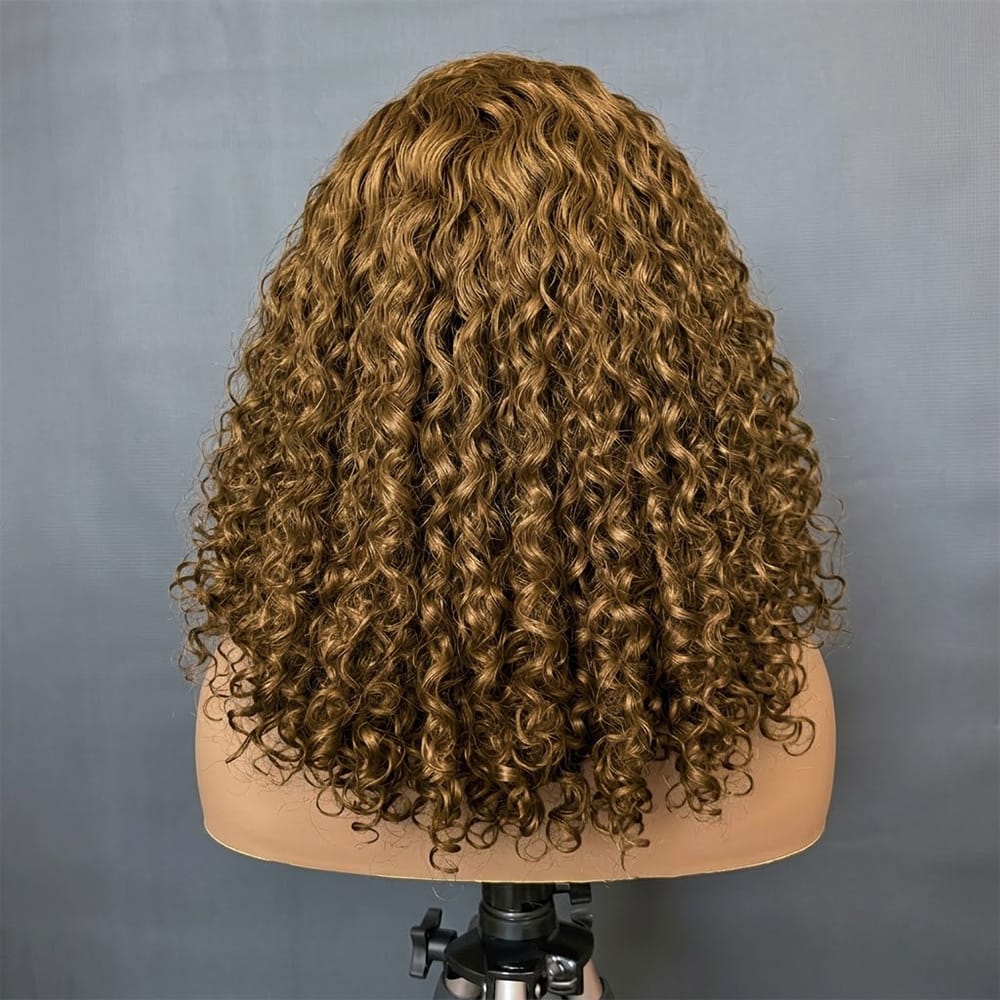 Deep Wave Bob Side Part  HD Lace Front Wig 100% Virgin Human Hair / Ash Brown LINKTOWIG