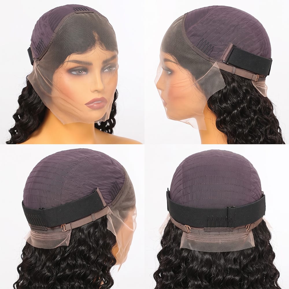 Deep Wave Bob Side Part  HD Lace Front Wig 100% Virgin Human Hair / Black LINKTOWIG