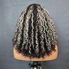 Deep Wave Bob Side Part  HD Lace Front Wig 100% Virgin Human Hair / Black and grey blended highlights LINKTOWIG