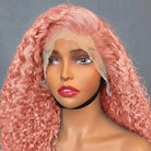Deep Wave Bob Side Part  HD Lace Front Wig 100% Virgin Human Hair / Bubblegum Pink LINKTOWIG