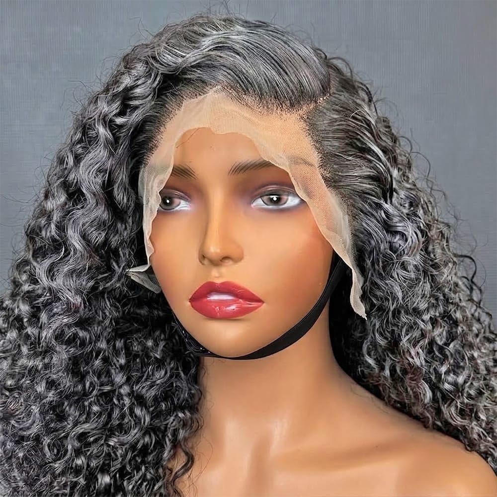 Deep Wave Bob Side Part  HD Lace Front Wig 100% Virgin Human Hair / Charcoal Grey LINKTOWIG