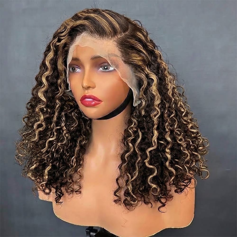 Deep Wave Bob Side Part  HD Lace Front Wig 100% Virgin Human Hair / Chocolate Brown LINKTOWIG