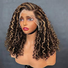 Deep Wave Bob Side Part  HD Lace Front Wig 100% Virgin Human Hair / Chocolate Brown LINKTOWIG