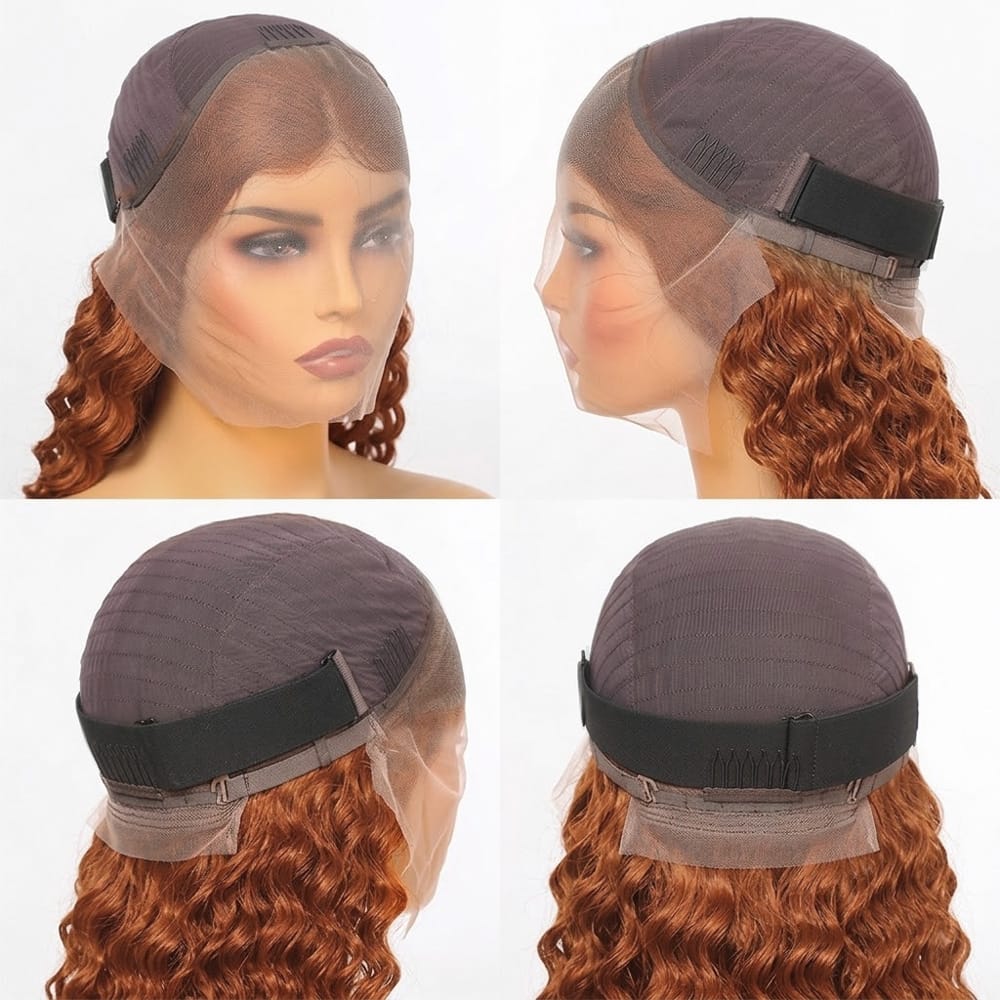 Deep Wave Bob Side Part  HD Lace Front Wig 100% Virgin Human Hair / Copper Orange LINKTOWIG