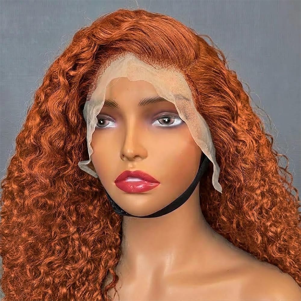Deep Wave Bob Side Part  HD Lace Front Wig 100% Virgin Human Hair / Copper Orange LINKTOWIG