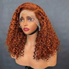 Deep Wave Bob Side Part  HD Lace Front Wig 100% Virgin Human Hair / Copper Orange LINKTOWIG