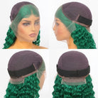 Deep Wave Bob Side Part  HD Lace Front Wig 100% Virgin Human Hair / Dark Emerald Green LINKTOWIG
