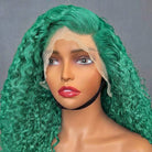 Deep Wave Bob Side Part  HD Lace Front Wig 100% Virgin Human Hair / Dark Emerald Green LINKTOWIG