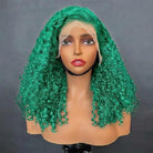 Deep Wave Bob Side Part  HD Lace Front Wig 100% Virgin Human Hair / Dark Emerald Green LINKTOWIG