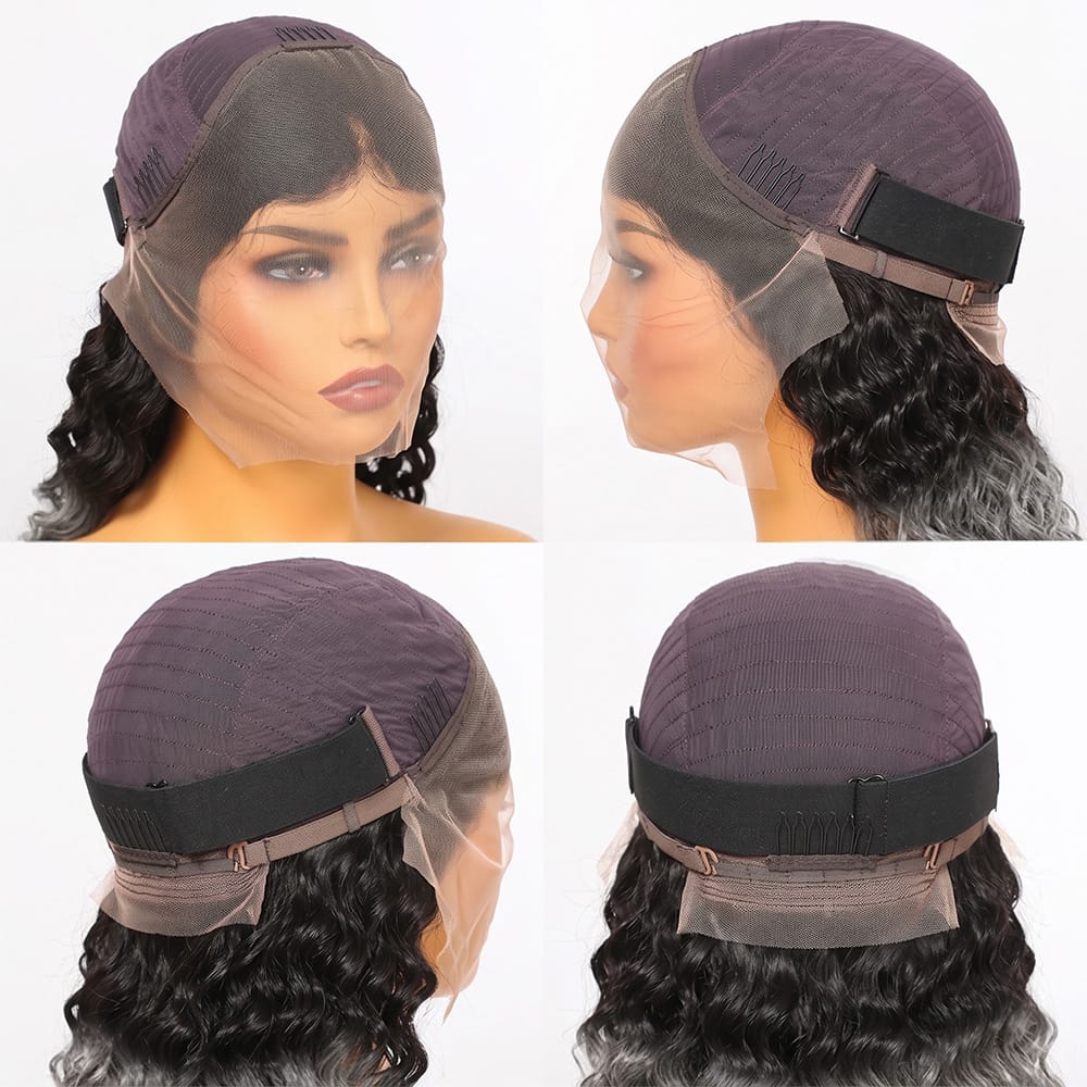Deep Wave Bob Side Part  HD Lace Front Wig 100% Virgin Human Hair / Dark Roots LINKTOWIG