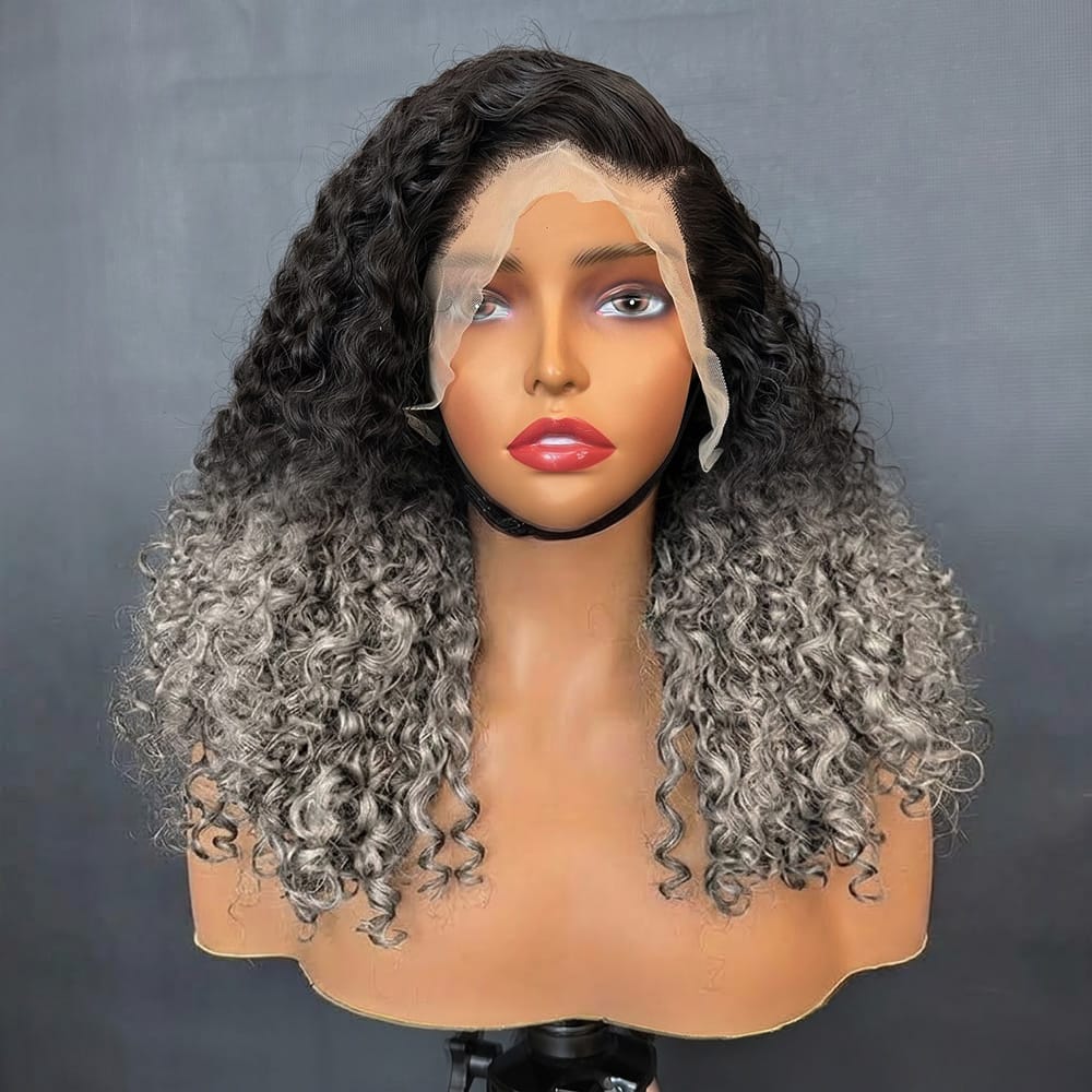 Deep Wave Bob Side Part  HD Lace Front Wig 100% Virgin Human Hair / Dark Roots LINKTOWIG