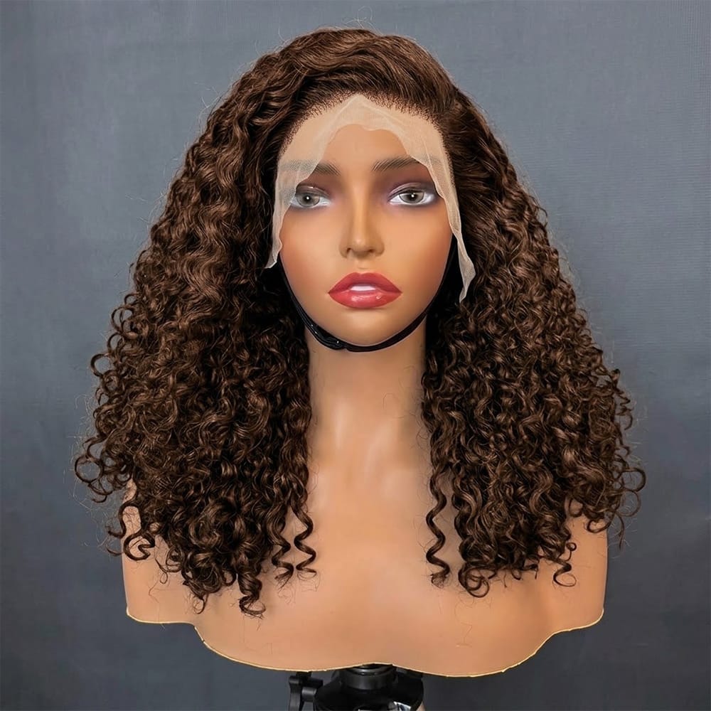 Deep Wave Bob Side Part  HD Lace Front Wig 100% Virgin Human Hair / Espresso Brown LINKTOWIG