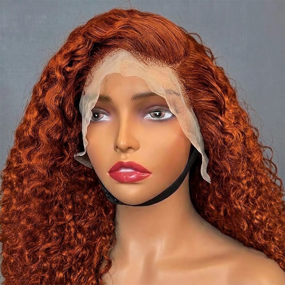Deep Wave Bob Side Part  HD Lace Front Wig 100% Virgin Human Hair / Ginger Orange LINKTOWIG