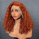 Deep Wave Bob Side Part  HD Lace Front Wig 100% Virgin Human Hair / Ginger Orange LINKTOWIG