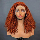 Deep Wave Bob Side Part  HD Lace Front Wig 100% Virgin Human Hair / Ginger Orange LINKTOWIG