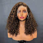 Deep Wave Bob Side Part  HD Lace Front Wig 100% Virgin Human Hair / Honey Blonde Highlights LINKTOWIG