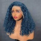Deep Wave Bob Side Part  HD Lace Front Wig 100% Virgin Human Hair / Midnight Blue LINKTOWIG