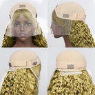 Deep Wave Bob Side Part  HD Lace Front Wig 100% Virgin Human Hair / Olive Green Blonde LINKTOWIG