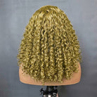 Deep Wave Bob Side Part  HD Lace Front Wig 100% Virgin Human Hair / Olive Green Blonde LINKTOWIG