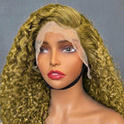 Deep Wave Bob Side Part  HD Lace Front Wig 100% Virgin Human Hair / Olive Green Blonde LINKTOWIG